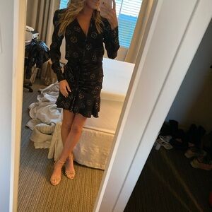 Floral Black Wrap Dress